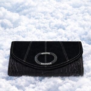 BRIGHTON Black And Brown Leather And Suade Wallet.